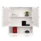 White Wall-Mounted Mirrored Medicine Cabinet with Open Shelf Shutter Doors, MDF, Bathroom Storage Organizer